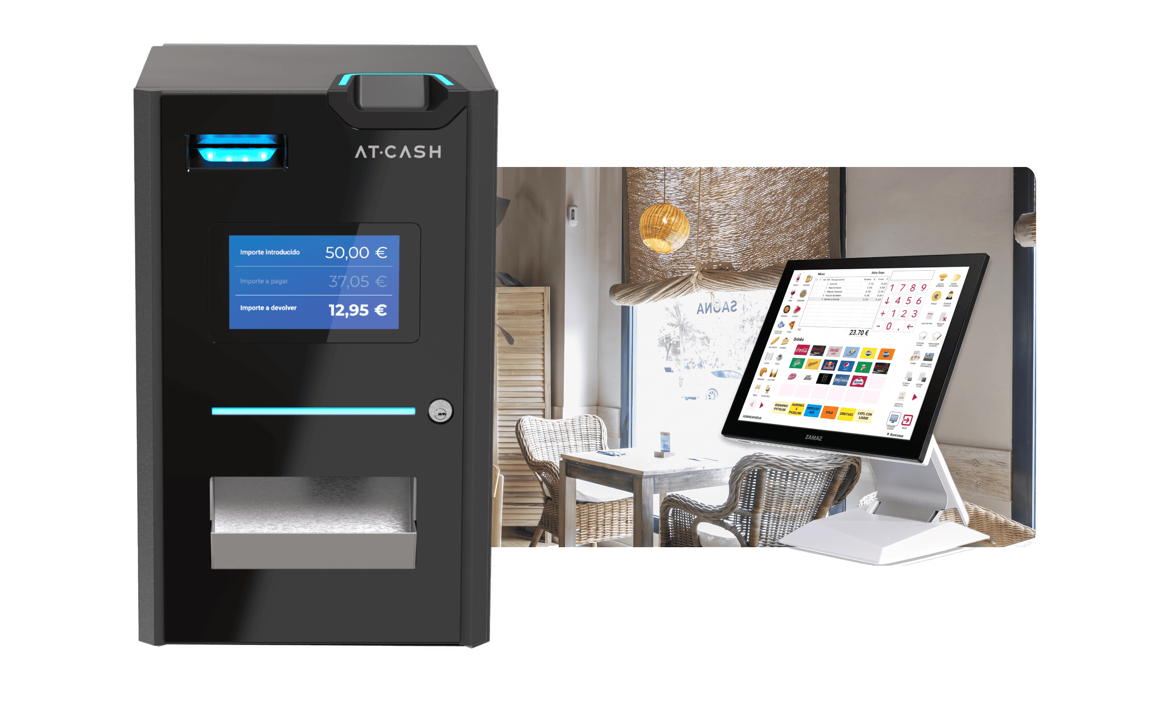 Máquina AT-CASH con integración Hosteltáctil Máquina AT-CASH con integración Hosteltáctil